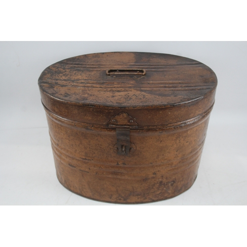 360 - Victorian Antique Tin Hat Box 28cm High Decorative Vintage