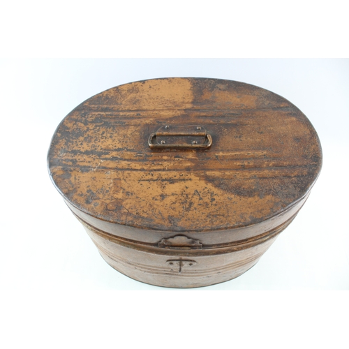 360 - Victorian Antique Tin Hat Box 28cm High Decorative Vintage