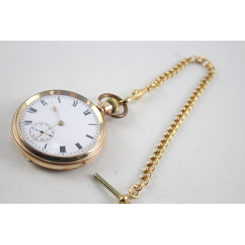 418 - Vintage Waltham Open Face Rolled Gold Pocket Watch Hand-Wind Working