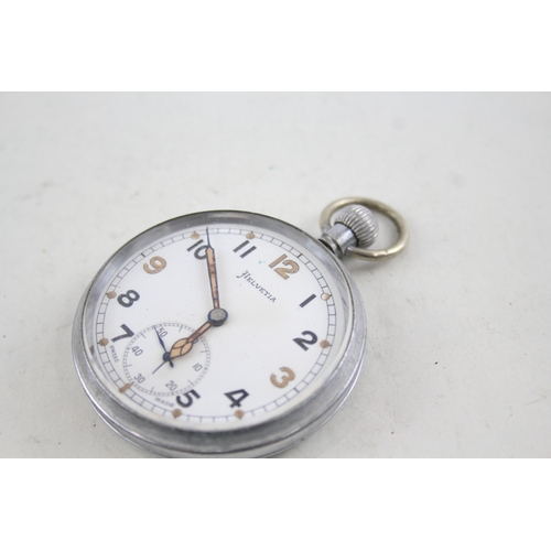 425 - Men's Helvetia Military Issued GSTP Pocket Watch Hand-Wind Working