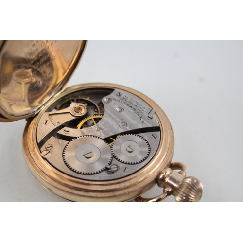 431 - Vintage Waltham Full Hunter Rolled Gold Pocket Watch Hand-Wind Working