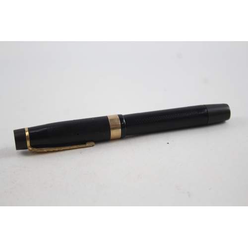 445 - Vintage De La Rue Onoto Magna Black Cased Fountain Pen w/ 14ct Gold Nib WRITING