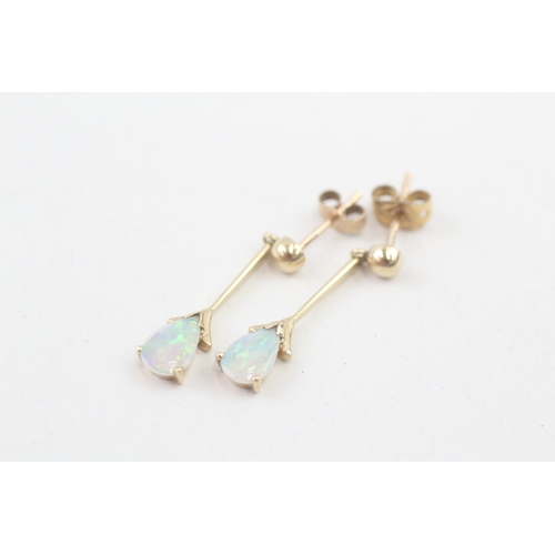 45 - 9ct gold opal drop earrings (1.8g)