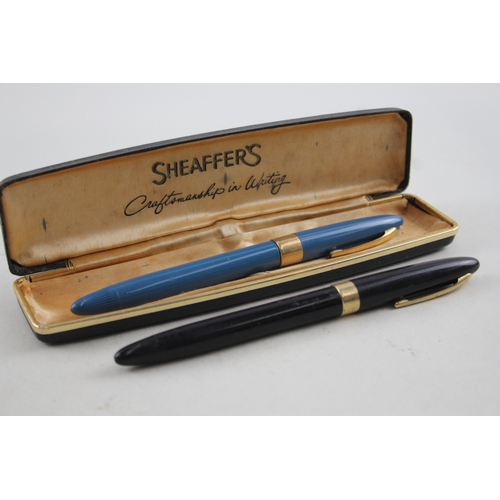 450 - 2 x Vintage Sheaffer Fountain Pens w/ 14ct Gold Nibs WRITING Inc Snorkel, Boxed