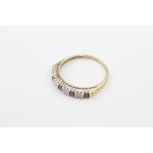 55 - 9ct gold sapphire and diamond half eternity dress ring (1.4g) Size  O 1/2