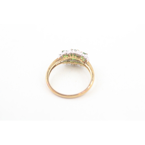 82 - 9ct gold diopside & diamond dress ring, claw set (2.1g) Size  N