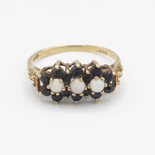 214 - 9ct Gold Blue Stone & Diamond Ring (4.9g) Size O