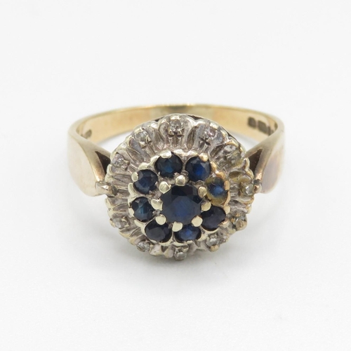 215 - 9ct Gold Sapphire & Diamond Ring (4.2g) Size O 1/2