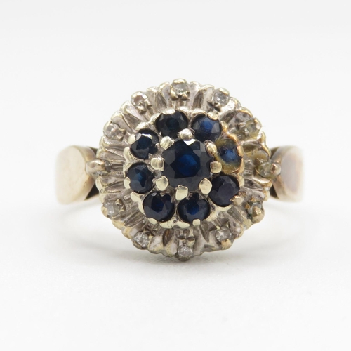 215 - 9ct Gold Sapphire & Diamond Ring (4.2g) Size O 1/2