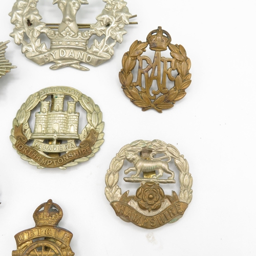 342 - Military Cap Badges Inc Yorkshire, Tank Regt, Cheshire, Etc x 10