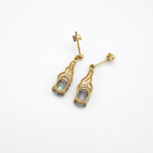 221 - 9ct gold diamond and mystic topaz drop earrings 1.7g