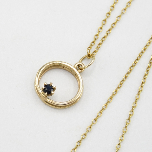 237 - 9ct gold sapphire necklace 1.8g