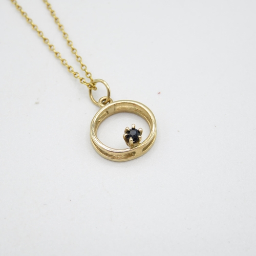 237 - 9ct gold sapphire necklace 1.8g