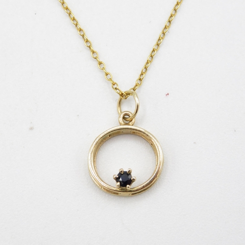 237 - 9ct gold sapphire necklace 1.8g