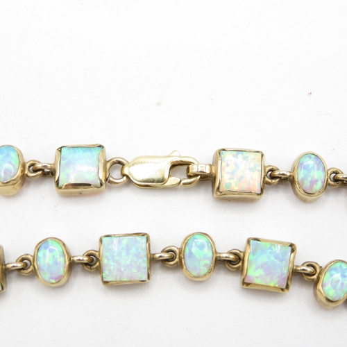 239 - 9ct gold opal triplet bracelet 11.7g - 19cm