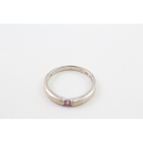 23 - 9ct gold pink sapphire ring (1.8g) Size  K 1/2