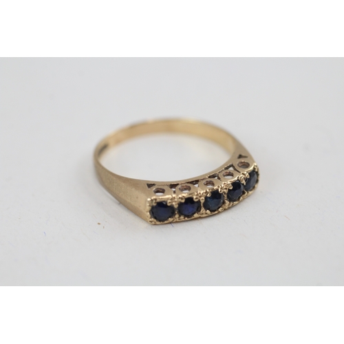 34 - 9ct gold sapphire half eternity ring (2.3g) Size  Q