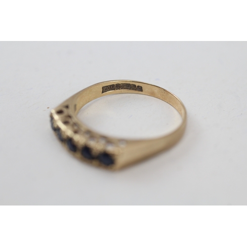 34 - 9ct gold sapphire half eternity ring (2.3g) Size  Q