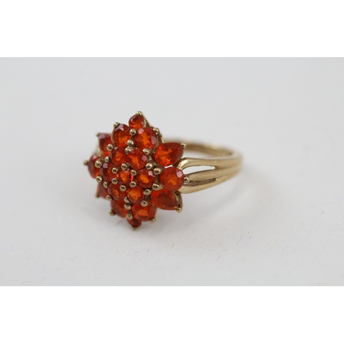 38 - 9ct gold fire opal dress ring, claw set (3g) Size  L 1/2