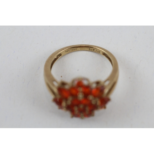 38 - 9ct gold fire opal dress ring, claw set (3g) Size  L 1/2