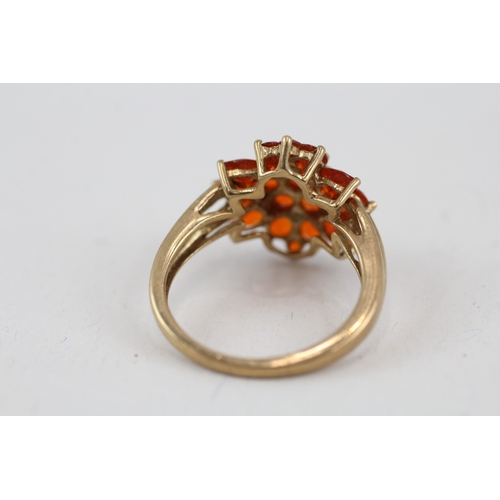 38 - 9ct gold fire opal dress ring, claw set (3g) Size  L 1/2