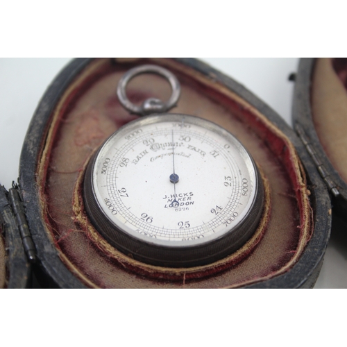 398 - Antique Edwardian 1905 London Sterling Cased Barometer w/ Compass (71g)