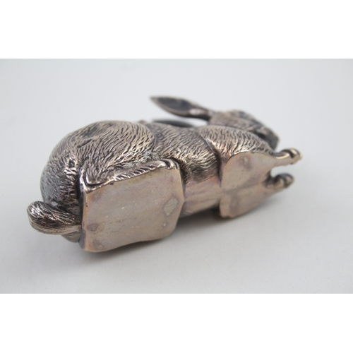 407 - Edwardian 1910 Birmingham Sterling Silver Novelty Hare Pin Cushion (44g)