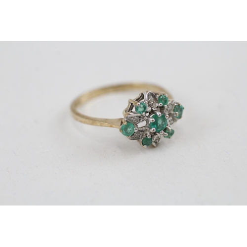 41 - 9ct gold vintage emerald & diamond dress ring (2.1g) Size  N