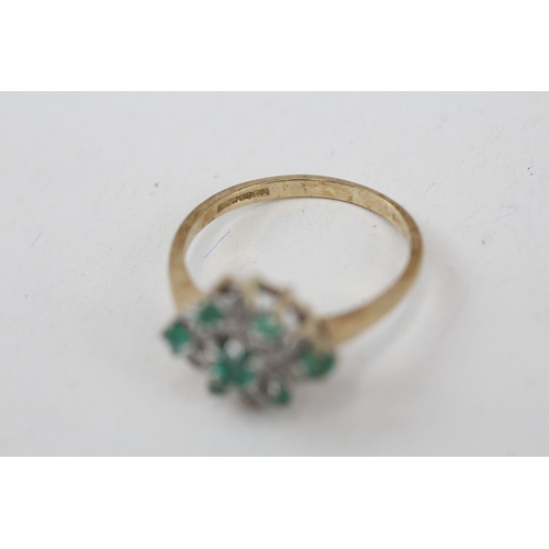 41 - 9ct gold vintage emerald & diamond dress ring (2.1g) Size  N