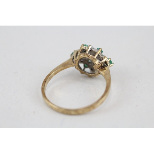 41 - 9ct gold vintage emerald & diamond dress ring (2.1g) Size  N