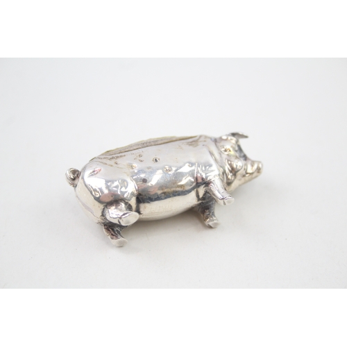 422 - Antique Edwardian 1904  Birmingham Sterling Silver Novelty Pig Pin Cushion (9g)