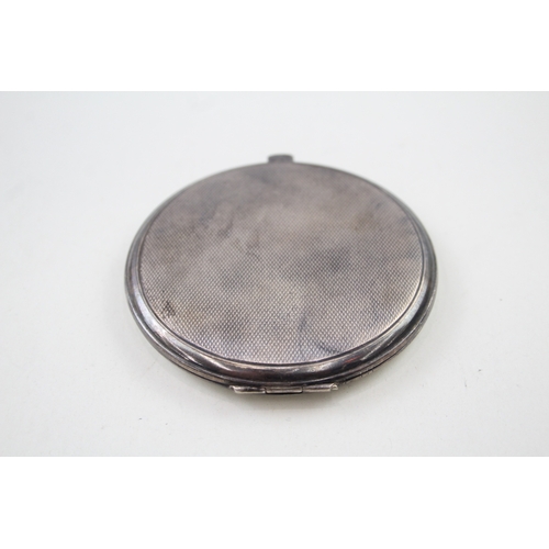 427 - Vintage 1949 Birmingham Sterling Silver Guilloche Enamel Vanity Compact 105g