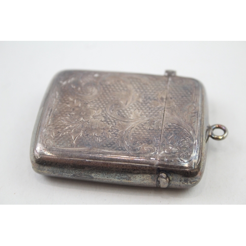 433 - Antique Victorian 1876 Birmingham Sterling Silver Floral Vesta Case (39g)