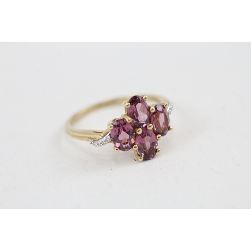 44 - 9ct gold pink gemstone & diamond dress ring (2.2g) Size  O