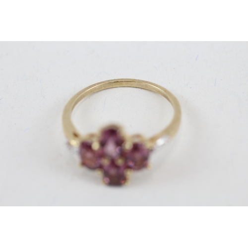 44 - 9ct gold pink gemstone & diamond dress ring (2.2g) Size  O