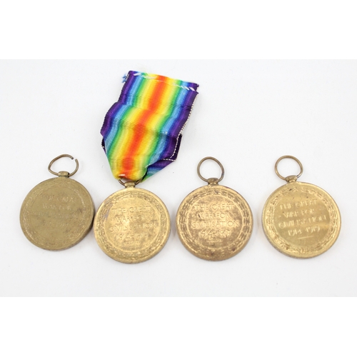 441 - WWI Victory Medals, 46088 Pte Kennedy HLI, 19167 Pte Phipps Worc. R Etc x 4