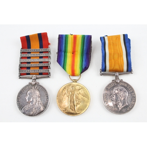 446 - Boer War-WW1 Medal Group QSA 6630 Pte Quinnell Sussex R, Pair 3433 Pte Quinnell