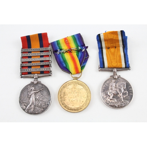 446 - Boer War-WW1 Medal Group QSA 6630 Pte Quinnell Sussex R, Pair 3433 Pte Quinnell