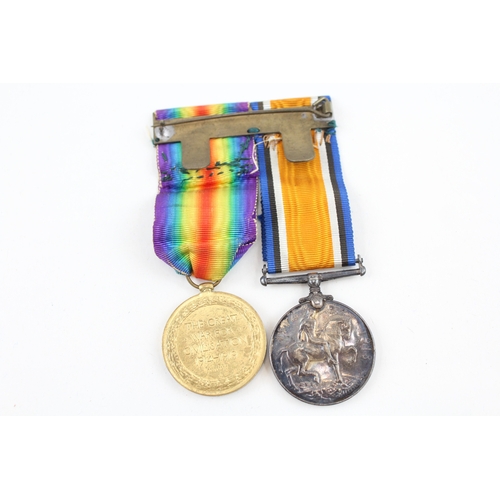 447 - Mounted WW1 Medal Pair 33878 Pte P.C Sharp L.N Lancs