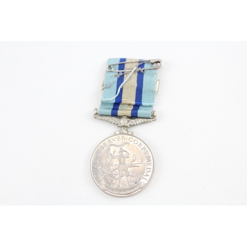 448 - ERII Royal Observer Corps Medal w/ Extra Service Bar, Observer F. P. Brett