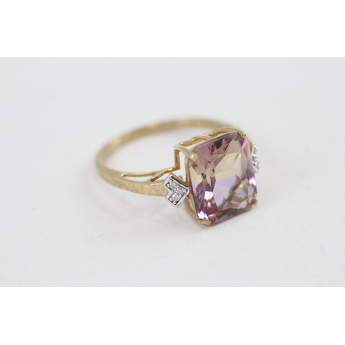 45 - 9ct gold ametrine & diamond dress ring (2.6g) Size  O