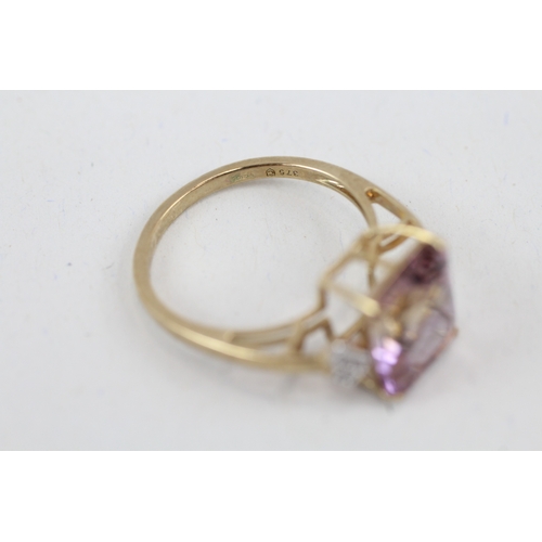 45 - 9ct gold ametrine & diamond dress ring (2.6g) Size  O