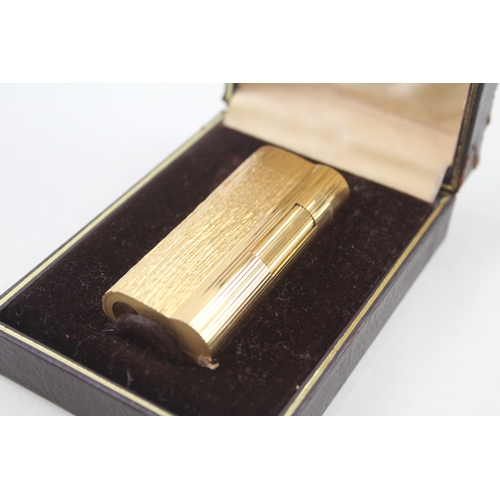 458 - A Dunhill Gold Plated Rollagas S-Shape Lighter w/ Bark Effect Finish (Box Damage