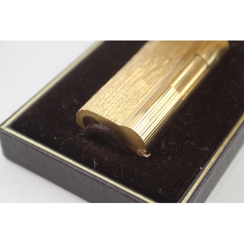 458 - A Dunhill Gold Plated Rollagas S-Shape Lighter w/ Bark Effect Finish (Box Damage