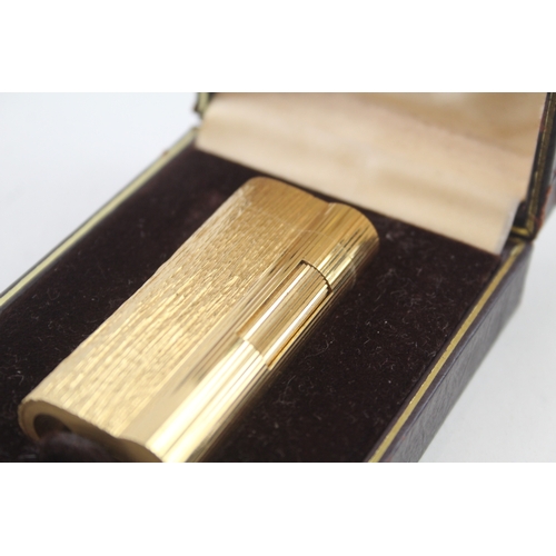 458 - A Dunhill Gold Plated Rollagas S-Shape Lighter w/ Bark Effect Finish (Box Damage