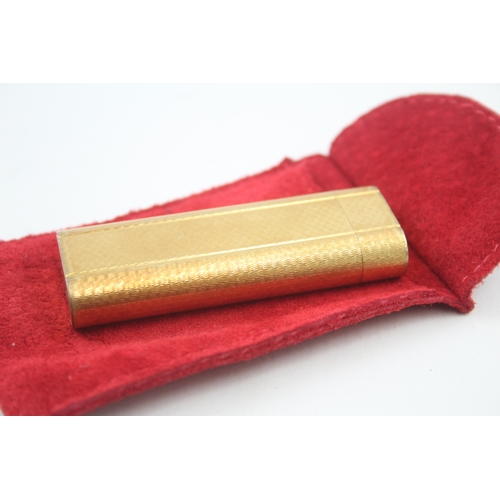 460 - A Cartier Paris Gold Plated Pocket Lighter In Suede Pouch w/ Guilloche Finish