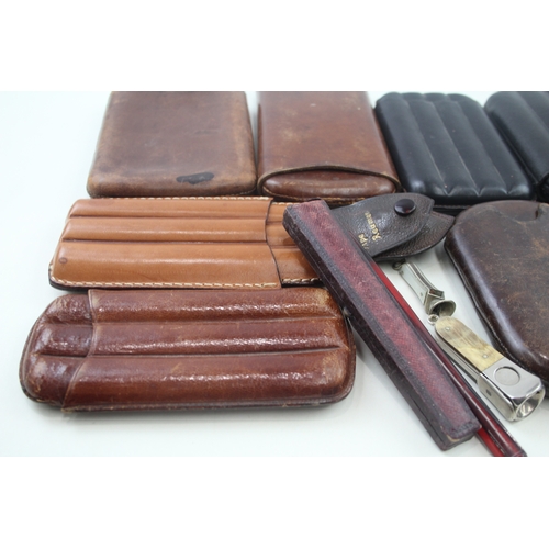 470 - Leather Cigar Cases Cigar / Cigarillo Cutters & Cheroots Inc. Vintage & Antique