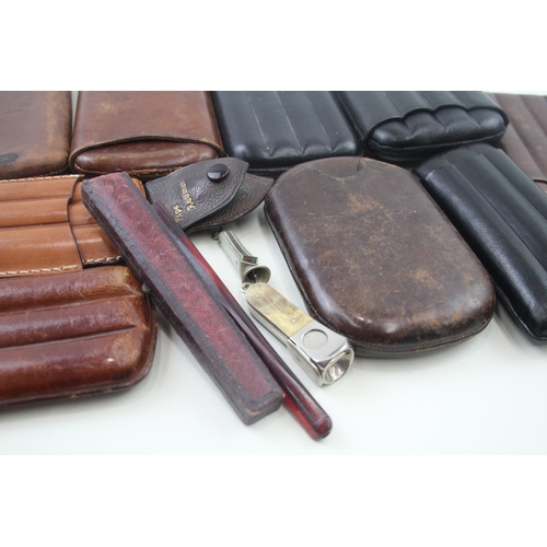 470 - Leather Cigar Cases Cigar / Cigarillo Cutters & Cheroots Inc. Vintage & Antique