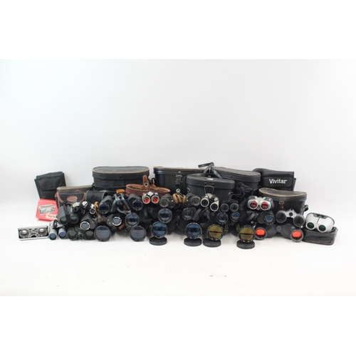 483 - Assorted Binoculars Inc Zenith, Miranda & Sankyo w/ Some Cases Job Lot