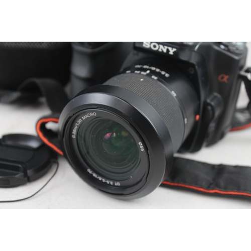 486 - Sony A100 DSLR Digital Camera Working w/ Sony 18-70mm F/3.5-5.6 & Case